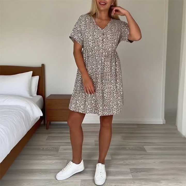 Monika | Ležérní šaty s krátkými rukávy a výstřihem do V pro ženy